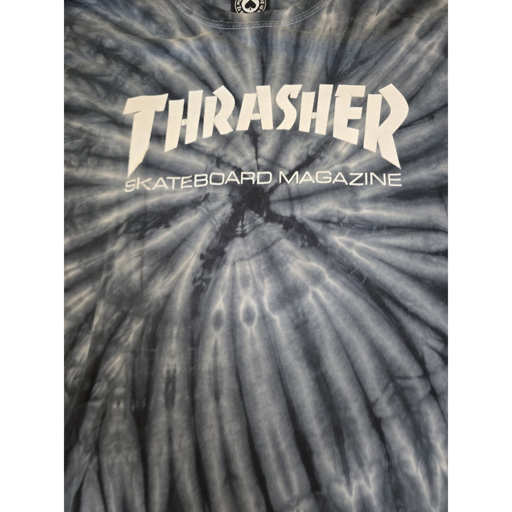 Thrasher Skateboard Magazine Men's/Unisex Grey Tie-Die Large Skateboard T-Shirt